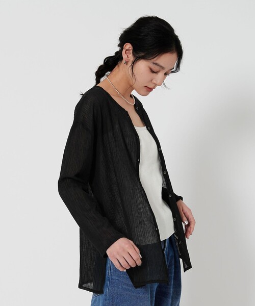 春BEAUTY&YOUTH UNITED ARROWSクルーネック カーディガン BEAUTY＆YOUTH UNITED ARROWS カーディガン クレープ クルー