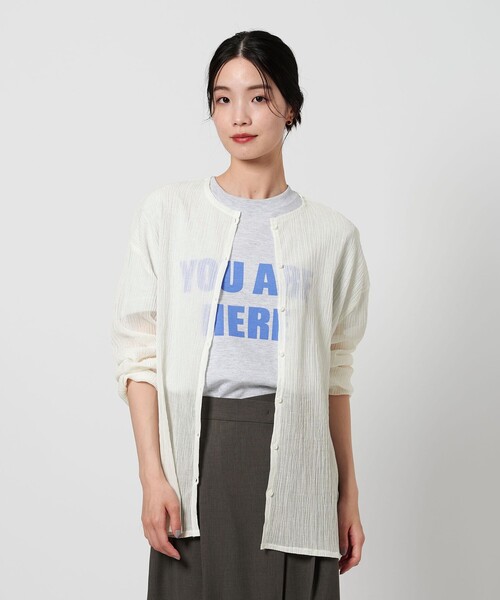 春BEAUTY&YOUTH UNITED ARROWSクルーネック カーディガン BEAUTY＆YOUTH UNITED ARROWS カーディガン クレープ クルー