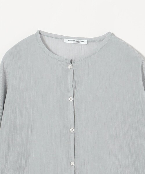美品　BEAUTY&YOUTH クレープクルーネックカーディガン アローズ BEAUTY＆YOUTH UNITED ARROWS カーディガン クレープ クルー
