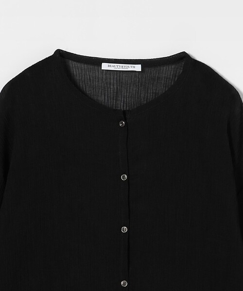 美品! B&Y UNITED ARROWS クレープ クルーネックカーディガン BEAUTY&YOUTH UNITED ARROWS カーディガン クレープ クルー