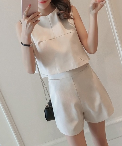 セットアップ ノースリーブ リボン バックレス ショートパンツ deux amour バックリボンノースリトップス+ショーパン