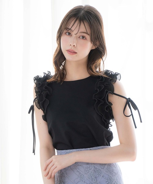 tシャツ ショルダーフリルカットソー レディース