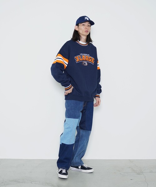 XLARGE ネイビー イエロー トレーナー XLARGE スウェット M ネイビー/イエロー