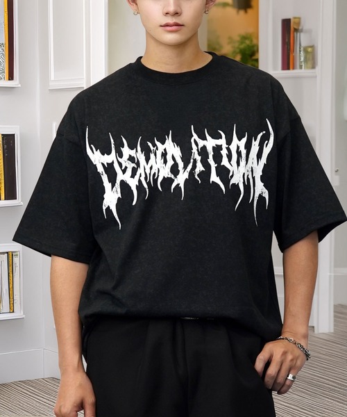 tシャツ 黒猫T ワイド トップス 半袖 グラフィック Tシャツ メンズ