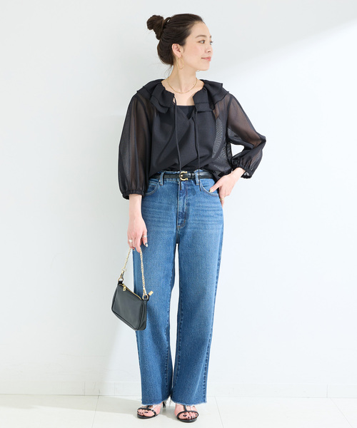 ブラウス シャツ メッシュフリルブラウス レディース N.Natural Beauty Basic ブラウス シャツ メッシュフリル