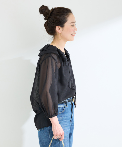 ブラウス シャツ メッシュフリルブラウス レディース N.Natural Beauty Basic ブラウス シャツ メッシュフリル