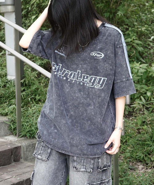 tシャツ グランジ風ケミカル加工×ゲームプリント / ヴィンテージ半袖T