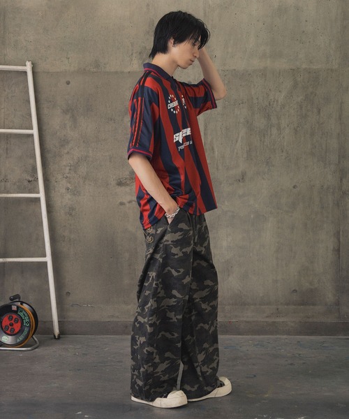 ゴルチェオム オブジェ 00s GPG レザー切替 ストレッチ Tシャツ 古着. tシャツ グランジ風ケミカル加工×ゲームプリント / ヴィンテージ半袖T