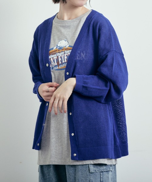 美品★セオリーリュクス　メッシュ編み　カーディガン　38 ブルー 最終価格 セオリーリュクス theory luxe メッシュ編み