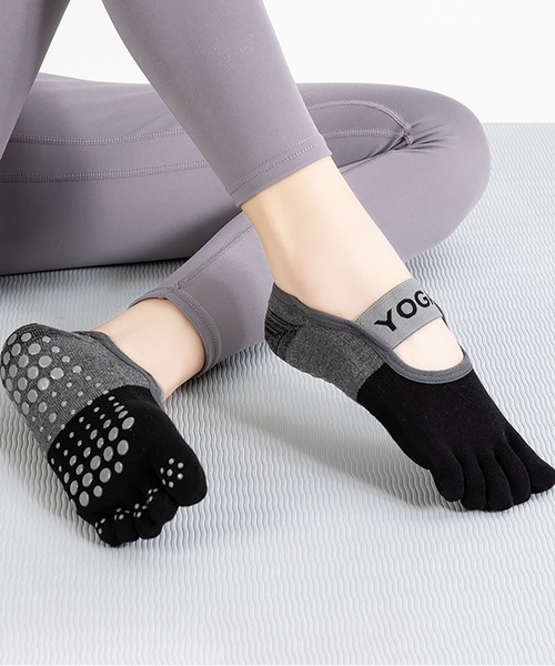 靴下 5本指滑り止め付き ヨガソックス/マシンピラティスソックス