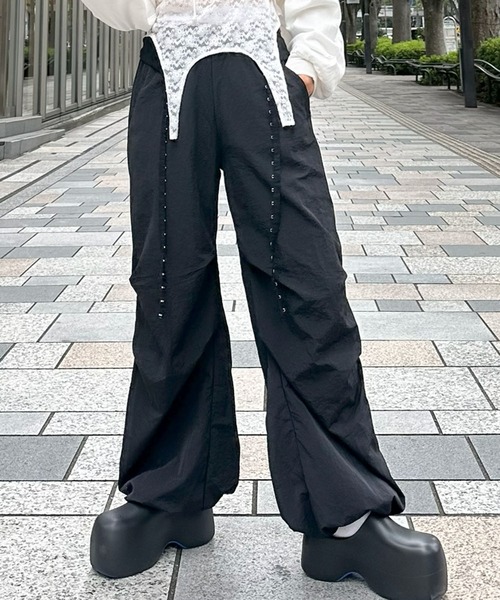パンツ allie ウールチノサイドドロストワイドパンツ|allureville OFFICIAL