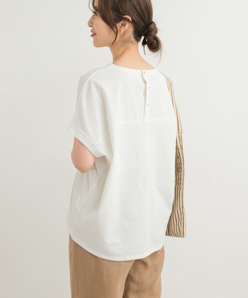 URBAN RESEARCH DOORS tシャツ リネンタッチBACKボタンプル