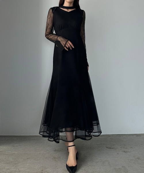 ルエレ（Louere）/Louere　チョーカーデザインチュールマーメイドワンピース Louere（ルエレ） ワンピース チョーカーデザインチュールマーメイド