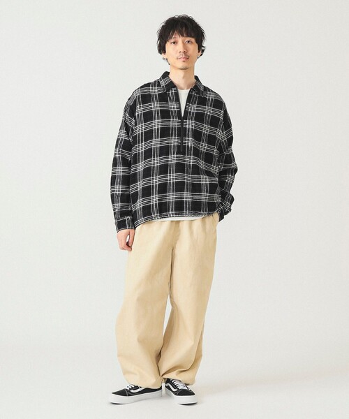 BEAMS（ビームス） シャツ ワイドフィット チェック プルオーバー