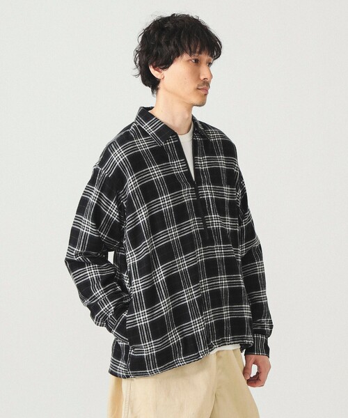 BEAMS（ビームス） シャツ ワイドフィット チェック プルオーバー