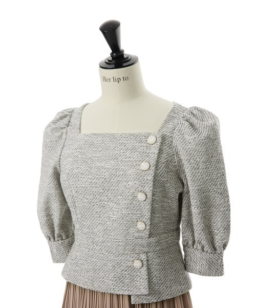 Her lip to ベージュ ニットミニワンピース M Half Zip Knit Mini Dress（ワンピース）｜Her lip to（ハー