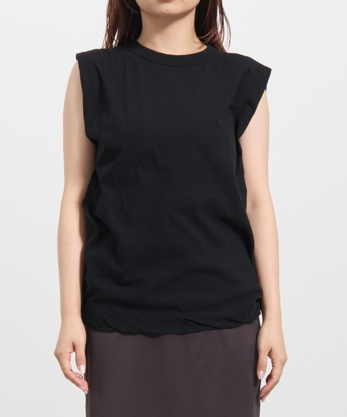 ATON エイトン☆ノースリーブ タンクトップ 60 FRESCA 黒 01 ATON（エイトン） tシャツ ATON / ORGANIC FRESCA タンクトップ