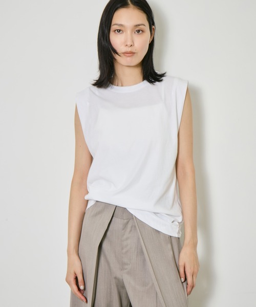新品タグ付 ATON エイトン スビンコットン ノースリーブTシャツ 白 2 M ATON（エイトン） tシャツ 「ATON/エイトン」FRESCA SINGLE JERSEY