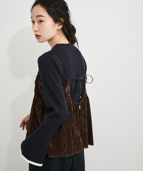 LE CERCLE par rope' キャミソール シアーベロアギャザーキャミソール