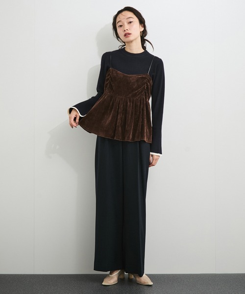 LE CERCLE par rope' キャミソール シアーベロアギャザーキャミソール