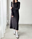 ワンピース ベロアプリーツロングワンピースの詳細画像4