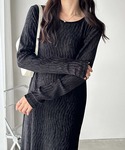 ワンピース ベロアプリーツロングワンピースの詳細画像1