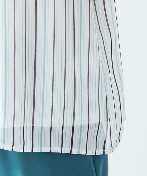 「A/C DESIGN BY ALPHA CUBIC」 半袖ブラウス M ライトグレー レディース_画像7