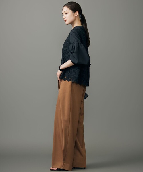 自由区（ジユウク） ブラウス シャツ レースブロッキング ブラウス 