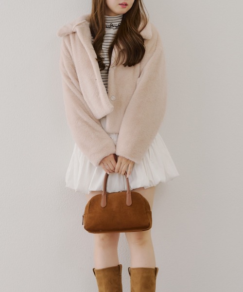 continuer de NICE CLAUP ブルゾン アウター キラキラ釦ファーブルゾン