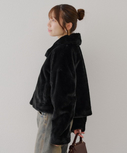 continuer de NICE CLAUP ブルゾン アウター キラキラ釦ファーブルゾン