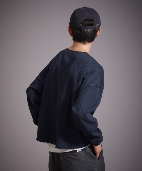 Perushu ヘンリーネック tシャツ デザインボタンヘンリーネック