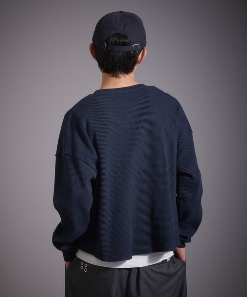 Perushu ヘンリーネック tシャツ デザインボタンヘンリーネック
