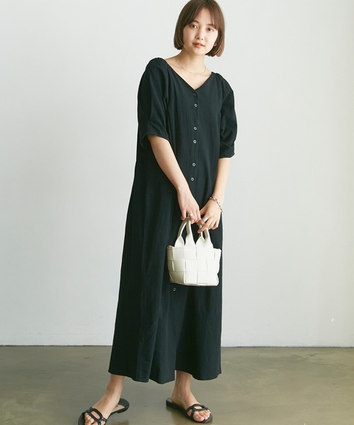 「LAVEANGE」 半袖ワンピース M ブラック レディース_画像5