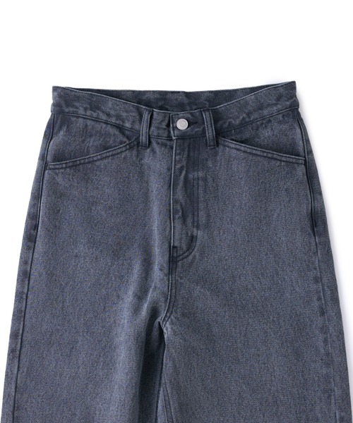 デニム+ジーンズ L EYELET SEMI LOOSE DENIM M TO R（ムウトアール） ワイドパンツ ジーンズ デニム デニムパンツ