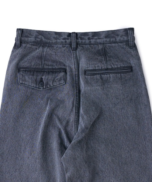 デニム+ジーンズ L EYELET SEMI LOOSE DENIM M TO R（ムウトアール） ワイドパンツ ジーンズ デニム デニムパンツ