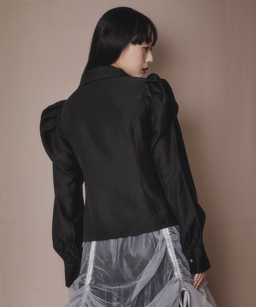 Ezick ブラウス シャツ ribbon zip shirt フロントリボンジップシャツ