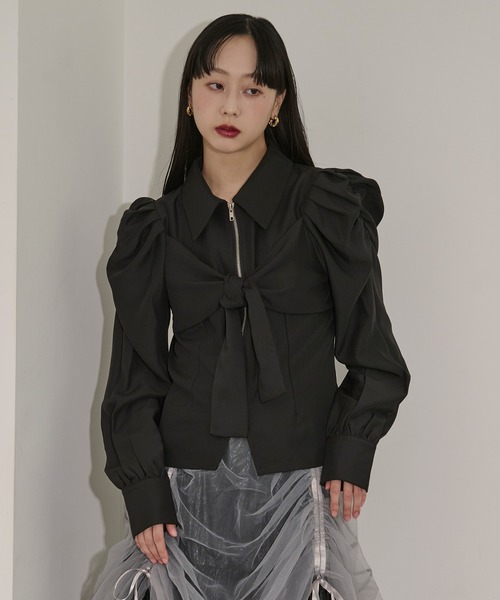 ジップリボントップス lilLilly tシャツ オフショルジップリボントップス レディース