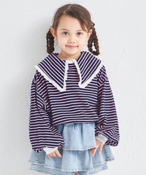 pairmanon（ペアマノン） tシャツ 「綿100%」BIG フリル襟 ボーダー