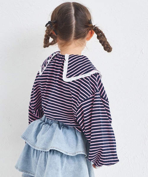 pairmanon（ペアマノン） tシャツ 「綿100%」BIG フリル襟 ボーダー