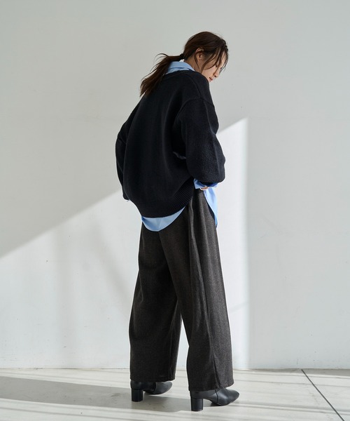 ニット セーター ディープVネックニットプルオーバー レディース