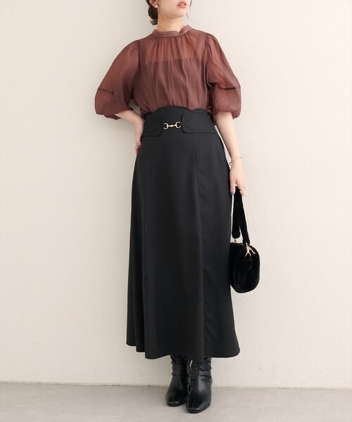 natural couture ロング スカート 「WEB限定」ビット付きスカラップ