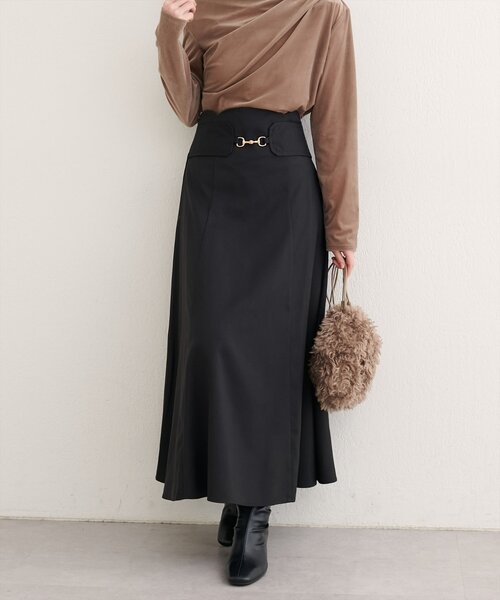 natural couture スカート 「WEB限定」ビット付きスカラップフレア