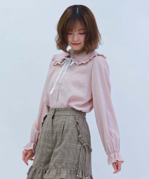 06SS ARCHIVE 付けフリル シャツ 襟 装飾 アクセサリー axes femme POETIQUE ブラウス シャツ ハートチュールビッグ襟ブラウス