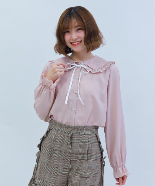 06SS ARCHIVE 付けフリル シャツ 襟 装飾 アクセサリー axes femme POETIQUE ブラウス シャツ ハートチュールビッグ襟ブラウス