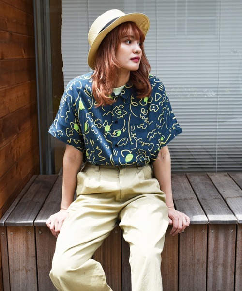 「CUBE SUGAR」 半袖シャツ M ネイビー レディース_画像2