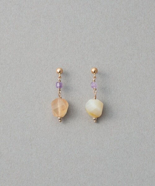 ピアス ナチュラルストーン ツイストカット ピアス レディースの画像