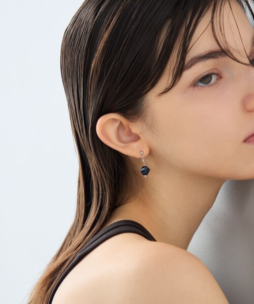 ピアス ナチュラルストーン ツイストカット ピアス レディースの画像