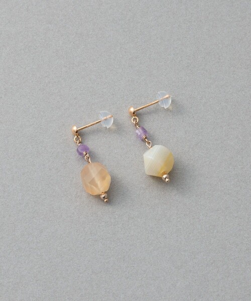 ピアス ナチュラルストーン ツイストカット ピアス レディースの画像