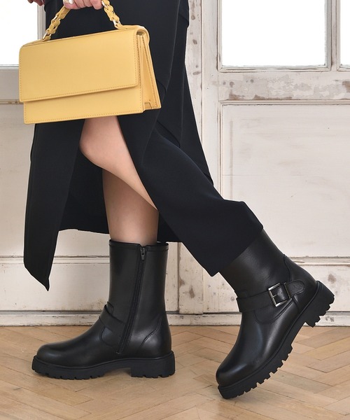 「ALPHA CUBIC」 ショートブーツ 23.5cm ブラック レディース_画像4