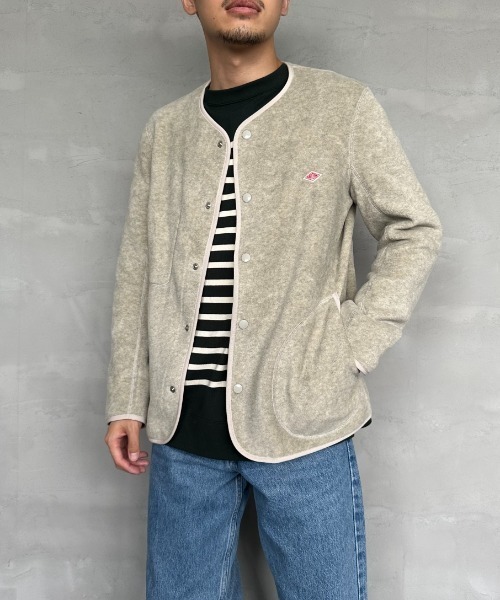 ダントン　ノーカラージャケット　カーディガン　ベージュ　42 新品　未使用品 ダントン ノーカラージャケット カーディガン ベージュ 42 新品 未使用